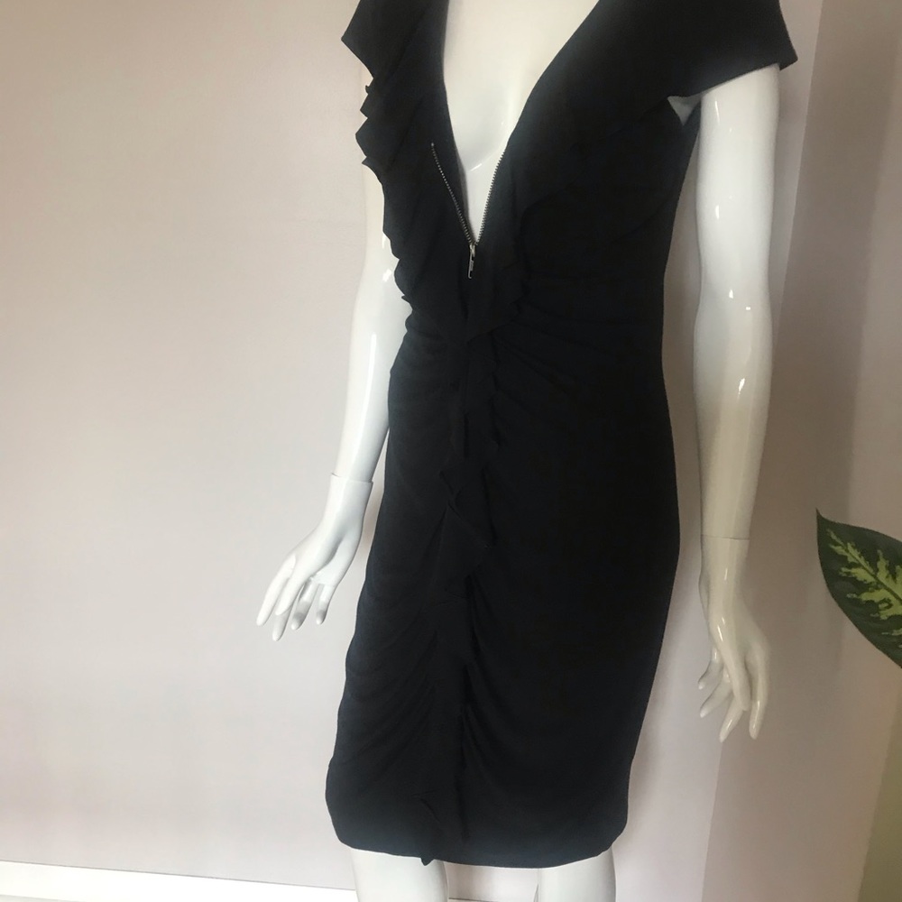 Karen Kane Dress with front zip and ruching.